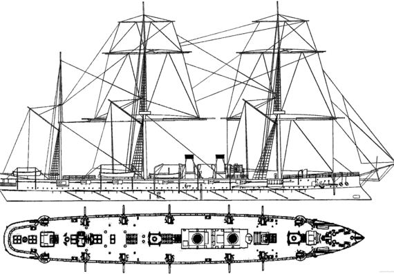 Крейсер Admiral Kornilov 1891 [Protected Cruiser] - чертежи, габариты, рисунки